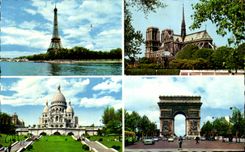 CPA Paris And Her Wonders Eiffel Tower Our Lady Crowns Heart Arc de Triomphe