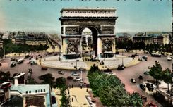 CPA Paris La Place et L'Arc de Triomphe de L'Etoile