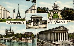 CPSM Souvenir Of Paris Eiffel Tower Crowns Heart Our Madeleine Lady