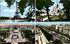 CPSM Paris Eiffel Tower Crowns Heart Chaillot Champs Elysees