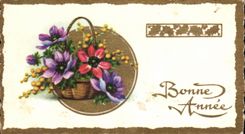 CPSM Bonne Annee Fleurs 