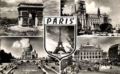 CPA Paris Eiffel Tower Arc de Triomphe Our Lady Crowns Heart montmartre Opera
