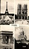 CPA Paris the Eiffel Tower Our Lady Arc de Triomphe the Sacring Heart