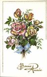 CPA Bonne annee Fleurs