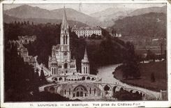 CPA Lourdes the Basilica Seen from of the Castle Fort