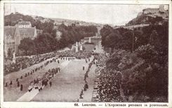 CPA Lourdes the Esplanade During the Procession