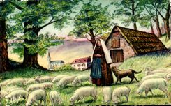 CPA Lourdes Befnadette has Bartres Keeping the Sheep Wolf