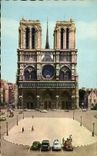 CPA Paris the Notre Dame Cathedral the Frontage and the Square