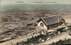 CPA Lourdes the Funicular Train station Higher