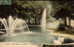 CPA Lyon Places Bellecour a Basin the swans