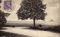 CPA Avranches Le Jardin Public et Vue Sur La Baie du Mont St Michel 