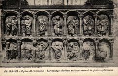 CPA Arles Church St ancient Trophime Christian Sarcophagus being used as baptismal font