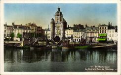 CPA La Rochelle el puerto y la torre del reloj