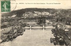 CPA Rouen Bridges And the holy Dimension Catherine Seen from Of the Transporter Boats