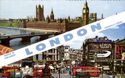 CPSM Houses off London Piccadilly circus Houses off Parliament