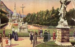 CPA Lourdes the esplanade and Holy Michel