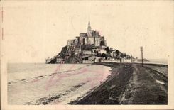 CPA Abbaye Of Mont Saint Michel View the Southern Face has High tide