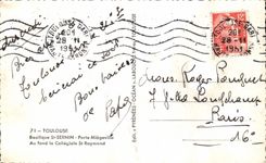 CPA Toulouse Basilique St Sernin Porte Miegeville Au fond la Collegiale St Raymond