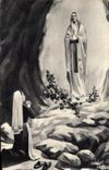 CPA Lourdes Appearance Of the Virgin has Bernadette soubirous
