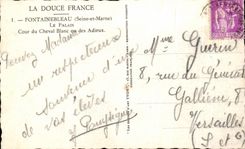 CPA Fontainebleau Soft France the Palate Court Of the White Horse Or the Good-byes