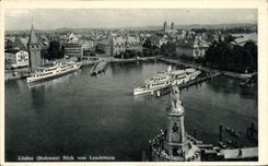 CPA Lindau Blick Vom Leuchtturm Boats