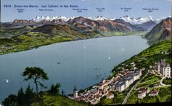 CPA Evains the baths Lake Leman and the Alps