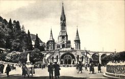 CPA Lourdes the Basilica Entrance of the Rosary