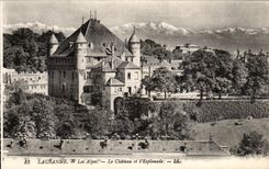 CPA Lausanne Les Alpes Le Chateau et l'Esplanade