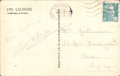 CPA Lourdes the Basilica and Gave