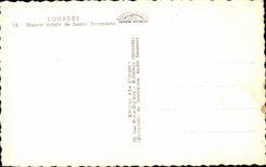 CPA Paternal House Of co Bernadette Lourdes