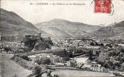 CPA Lourdes the Castle and Mountains