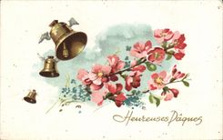 CPA feliz Pascua florece Belces