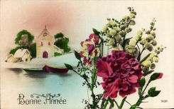 CPA Bonne Annee Fleurs