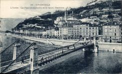 CPA Grenbole Isere the Susupendu Bridge And the Quay Stone quarry