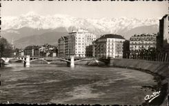 CPA Grenoble Pont de la Porte de France et les Alpes