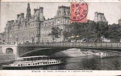 CPA Paris Le Pont D'Arcole L'Hotel De Ville Peniche