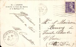 CPA Lourdes St Michel La Crioix de Bretons et la Basilique