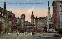 CPA Frankfurt Paulsplantz Mit Rathaus Einheilsdenkmal