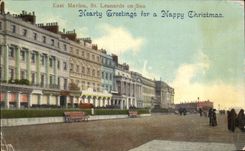 CPA East Marina St Leonards One Sea Hearty Greetings For has Happy Christmas