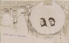 CPA Fantaisie Femmes Cygnes 