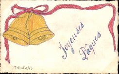 CPA Fantaisie Paques Cloches 