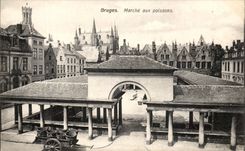 CPA Bruges Market with fish