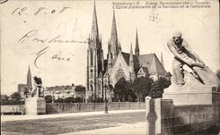 CPA Strassburg Evang Garnisonskirche Munster the Protestant Church of the Garrison and the Cathedral