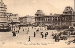 CPA Bruselas la estacion del lugar y de tren de Rogier del norte