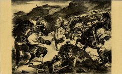 CPA Delacroix Museum of Beautiful arts (Collection S A Denio) Hunting for the lions