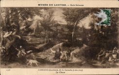 CPA Musee of Louvre Ecole Bolonaise Carracci says Carrache Hunting