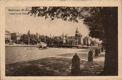 CPA Mulhouse Canal with Station