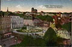 CPA Liege Seen Panoramque of the Place of the Theater