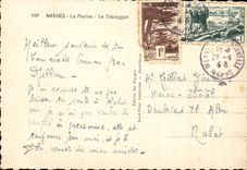 CPSM Meknes La Piscine Le Toboggan Maroc