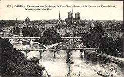 Panorama de CPA Paris en el Seine el ISCED Notre Dame y el punto del verde galante